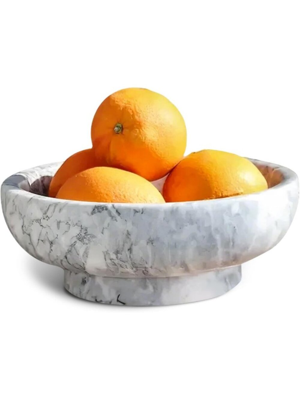Large 10.2” Premium Natural Marble Bowl - Luxury Decorative Fruit Holder, Grey